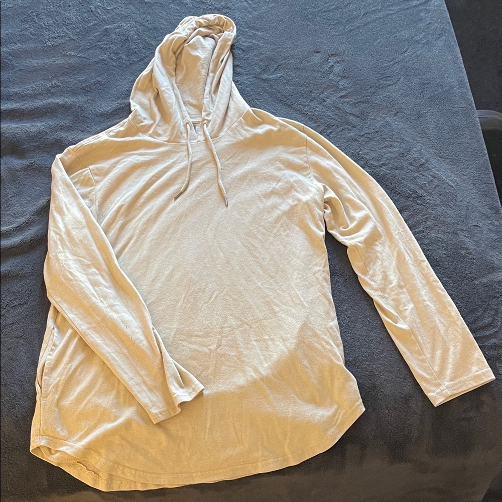 Cream Hooded Long Sleeve Top